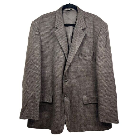 Pronto Uomo Mens Lambswool Blazer Sport‎ Coat 2 Button Ventless Brown Black 48L - Picture 1 of 6